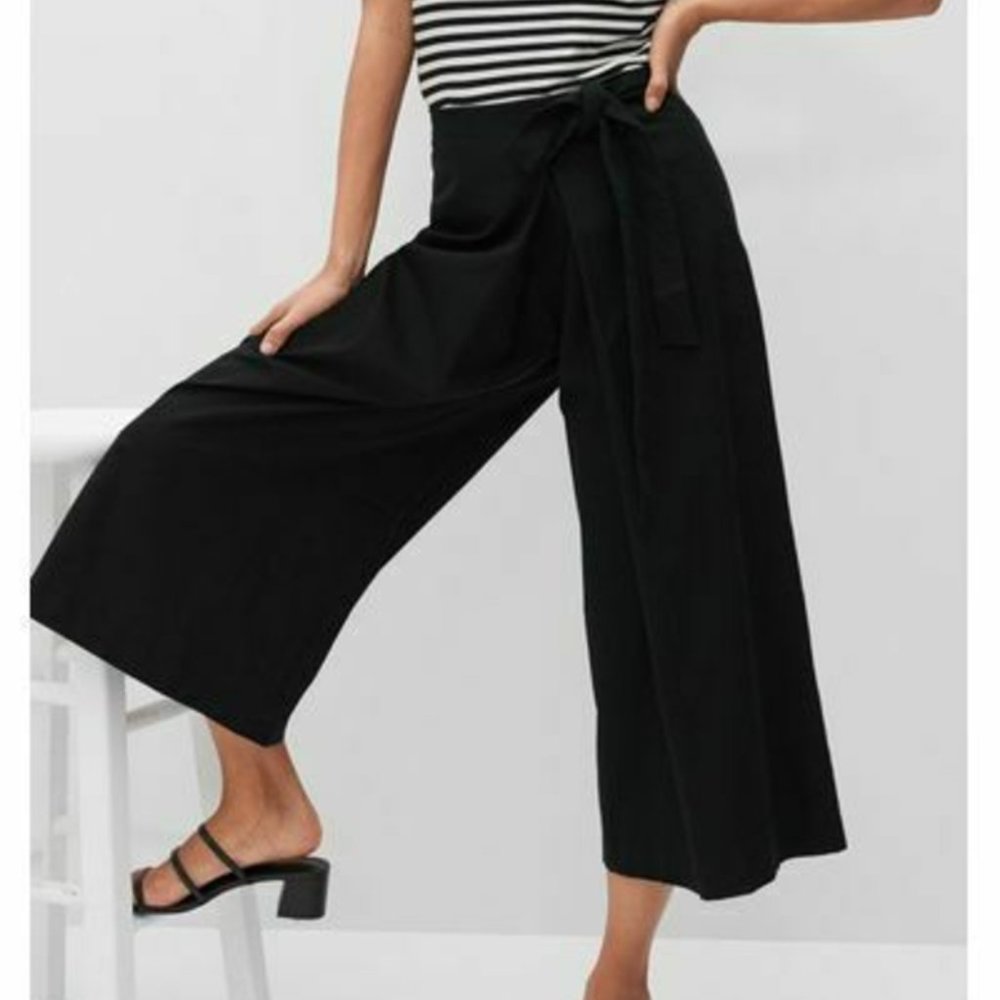 NWT Banana Republic Factory Black Organic Cotton Wide Leg Foldover Pants